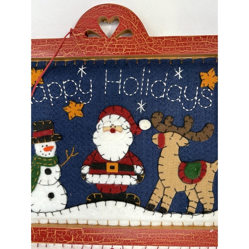 Rustic Wooden Advent Calendar 1-24 Felt Pockets Candy Cane Marker Handmade - Picture 4 of 9